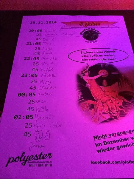 5 Jahre Plattenabend im Polyester Oldenburg 13.11.2014