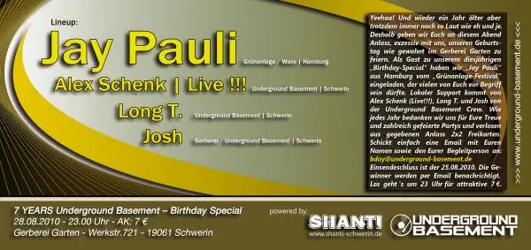 7 Years Underground Basement W/ Jay Pauli